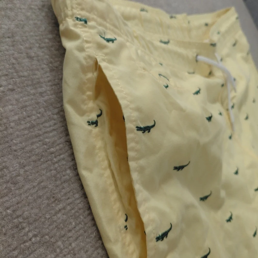 Surf Style Swim Trunks Mens MEDIUM Yellow Alligators Embroidered Surf Shorts